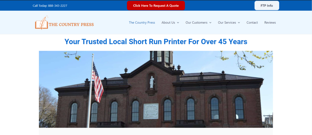 The Country Press | Local print shop, static website with multiple forms built on Wordpress